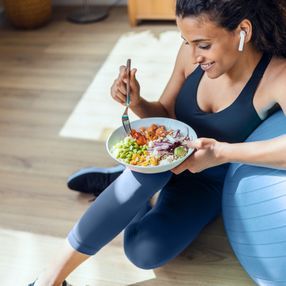 Woman eating a salad